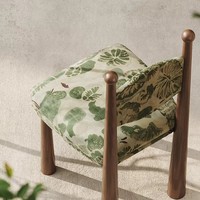 Chaise de salle à manger en bois massif de style français/nordique/wabi-sabi avec revêtement en tissu pour la maison et l'hôtellerie, idéale pour les salles à manger