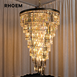 <span class=keywords><strong>Lustre</strong></span> en cristal en spirale à 9 niveaux RHOEM, <span class=keywords><strong>lustre</strong></span> en cristal K9 pour escalier, lampes de salon, décoration intérieure de luxe - Product Image 4