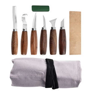 Ensemble de 6 couteaux à sculpter en bois et métal avec couteau à éplucher, cuillère, sac en tissu pour la sculpture sur bois et la sculpture sur argile - Product Image 3