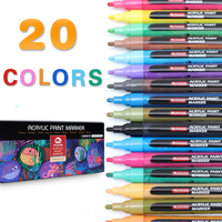 MOBEE P-966B-20 Stylo de peinture acrylique à encre à base d'eau et hautement pigmentée, 20 couleurs vives, vente en gros de peinture acrylique, marqueur