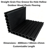 Plancher composite WPC à rainures fines et grain droit, 6 cavités, écologique, pour jardin et extérieur, 140 mm x 25 mm, longueur personnalisée