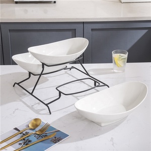 Nuovo arrivo ristorante stoviglie 3 livelli frutta bianca snack ciotole in porcellana ciotola da portata in ceramica - Product Image 4