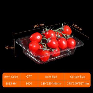 Custom Disposable PET Food Plastic Containers Transparent Fruit Clamshell Packaging Box For Cherry Tomato Grape