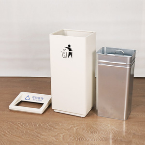 <b>Square</b> Stainless Steel Trash Can Recyclable Indoor Waste <b>Bin</b> For Hotel Mall Commercial Use - Product Image 2