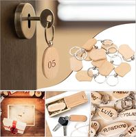 Porte-clés personnalisés en bois massif avec logo sur mesure, supports rectangulaires vierges et anneaux fendus pour gravure DIY, cadeaux, vente en gros, pas cher