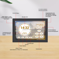 Jam Azan Digital 10 Inch Terlaris, Tablet Jam Sholat Muslim Layar Sentuh, untuk Rumah dan Kantor, dengan Fitur Hadith dan Bacaan Al-Quran, Bahan Plastik