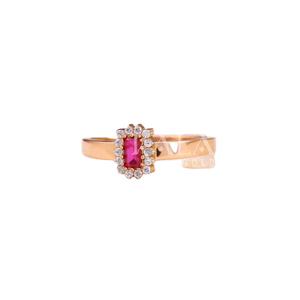 Elegante Anillo de Oro con Halo de Diamantes y Piedra Roja Estilo Rubí, Joyería de Lujo para Mujer - Product Image 1