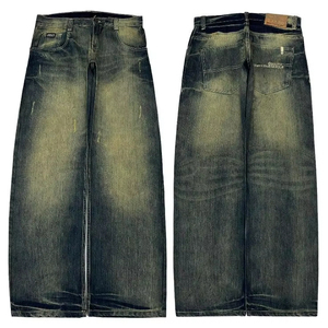 Festival Supplement Streetwear Jeans Y2K Hip Hop Retro Jeans Hosen Herren Vintage Wide Leg Baggy Loose <span class=keywords><strong>Denim</strong></span> Jean - Product Image 1