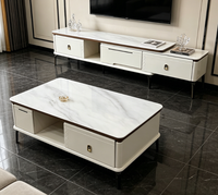 Table basse et meuble TV en marbre de luxe moderne, combinaison design 2026, mobilier domestique pour salon