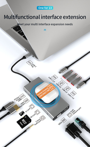 Dock Trạm Sạc Không Dây 13 Trong 1 1080P <span class=keywords><strong>Rj45</strong></span> 100M Type C <span class=keywords><strong>Hub</strong></span> 3.0 13 Cổng <span class=keywords><strong>Usb</strong></span> Đa Năng - Product Image 2