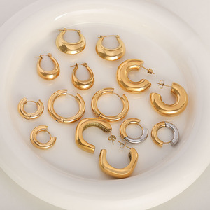 MICCI 18k oro placcato in acciaio inox grosso piccolo grande cerchio enorme Huggie <span class=keywords><strong>Clip</strong></span> <span class=keywords><strong>a</strong></span> cerchio orecchino per le donne - Product Image 2