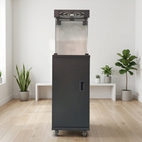 Cheminées d'extérieur pour terrasses, chauffages d'hôtel, foyers au propane en acier inoxydable noir mat avec verre