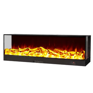 <span class=keywords><strong>Cheminée</strong></span> électrique moderne 1500W Insert 50 pouces verre miroir 3 faces flamme LED réaliste WIFI <span class=keywords><strong>fausse</strong></span> combustion fonctionne en français - Product Image 2