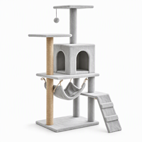Arbre à chat multi-niveaux en gros pour chats de taille moyenne, tour à chat avec 2 condos, hamac, poteau à gratter en sisal et échelle d'escalade