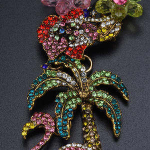 Kaimei 2025 joyería de moda de lujo exagerado completo diamante flamenco collar Retro aleación flor Rhinestone collares nupciales - Product Image 5