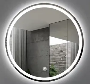 Espejo inteligente retroiluminado con luz led redonda para baño, con Interruptor táctil