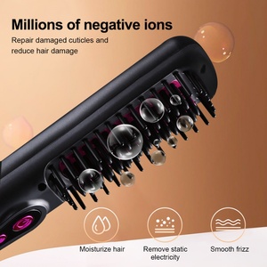 Lisseur de cheveux ionique sans fil rechargeable par USB, peigne chauffant électrique portable sans fil avec technologie d'ions négatifs - Product Image 3