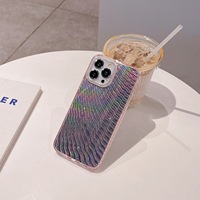 Conception de ligne d'ondulation de l'eau pour IPhone couverture de téléphone portable Bling dégradé gravure Laser holographique Pc acrylique coque de téléphone de luxe