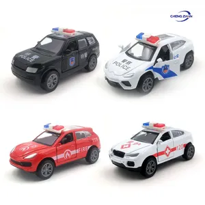 Alloy Wholesale Pull Back Car Diecast Police Car Door Open Matel Car 1 64 Scale Simulation Toy Kits