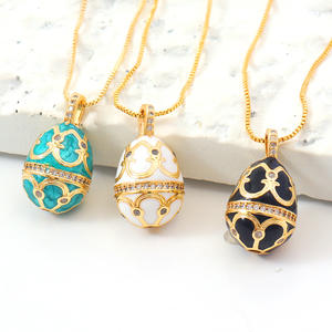 מכירות חמות 2024 18 קארט מצופה זהב שרשרת ביצה אמייל - Product Image 2