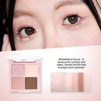 Palette de fards à paupières mats certifiée Halal BPOM, 4 couleurs, fini mat et pailleté, pour débutantes, maquillage quotidien des yeux, marque privée, vente en gros