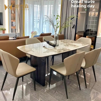 Table à manger en résine de pierre de style italien Yiruo, approuvée par les influenceurs, ensemble de salle à manger moderne et sophistiqué, mobilier de maison de luxe léger