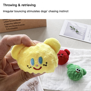 Serie di Palline Rimbalzanti Squeaky in TPR, Giocattolo per Cani a Forma di Orsetto, Palline Rosse, Gialle e Verdi, Diametro 6cm - Product Image 2