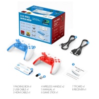Cadeau de Noël - Stick de jeu X10 Pro 128 Go - Lecteur de jeux vidéo 4K HD - Deux manettes sans fil - Emballage édition limitée