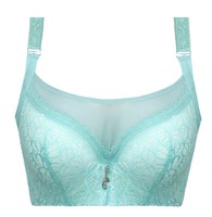 Soutien-gorge confortable en nylon brodé de dentelle fine pour femme, grande taille, sans couture, push-up, fermeture avant, lingerie sexy