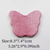 Private Label Makeup Mini Small Mirror Hand pink Glitter Double Side Foldable Portable Pocket Compact Travel Butterfly Mirror