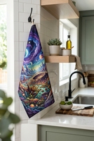 Essuie-mains de cuisine en coton avec motif de planète futuriste Alien Landscape pour décoration science-fiction