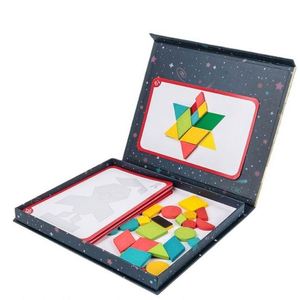 Livre de blocs géométriques magnétiques STEM, jeu de voyage, puzzle Tangram de formes géométriques - Product Image 1