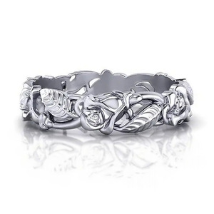 Anello di Fidanzamento Vintage con Foglie Traforate per Donne, Elegante Gioiello da Dito alla Moda - Product Image 5