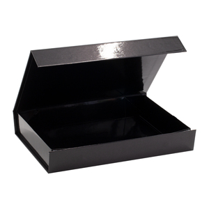 Black Folding Package for Shirts Clothing Products Packing Glossy <b>Box</b> with Custom Gold logo Hamper Magnetic Flip <b>Box</b> Luxury - Product Image 1