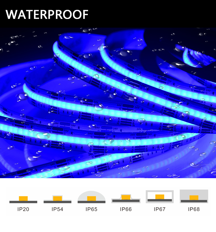 FCOB COB Flexible High Density RGBW LED Strip 20W/m DC24V White 6000K Dimmable LED Strip For Bedroom