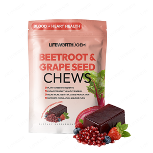 ライフワース ビートルート ハートチュー 窒素酸化物 グレープシードエキス 非遺伝子組み換え ビートルートパウダー 無糖 免疫サポート エネルギー - Product Image 1
