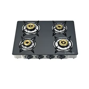 Kichen cooking set gas stove 4 burner tempered glass top cooktop