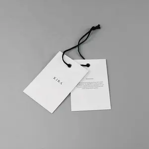YOUJIA 멋진 사랑스러운 청바지 인쇄 블랙 티셔츠 교수형 태그 로고 디자인 종이 Hangtag