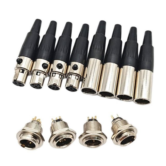 Mini XLR Female/Male Plug 3/4/5Pin Small XLR Female Male Socket for Cable Soldering Audio Connector for MIC Soldering Straight