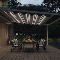 Pergola pliante automatique en aluminium avec toit en tissu imperméable et commande intelligente pour terrasse
