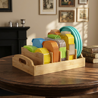Organizador de Almacenamiento de Bambú de Dos Niveles, Ecológico y Sostenible, Multifuncional y Expandible para Sala de Estar, Contenedor de Alimentos