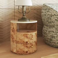 Table de chevet moderne en bois massif de luxe italien, avec plateau en bois et tiroir de rangement, meuble de salon pour la maison