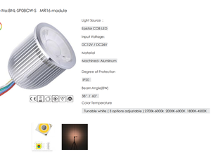 Spots <span class=keywords><strong>LED</strong></span> dimmables PWM 24v Blanc réglable 12v 2700k-6000k Blanc réglable CCT Gradation Dali CRI90 MR16 <span class=keywords><strong>GU10</strong></span> Module de projecteur <span class=keywords><strong>Ampoule</strong></span> - Product Image 2