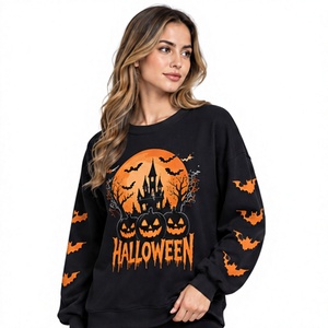 Halloween <b>Sweatshirt</b> <b>Vintage</b> Skull Graphic Oversized Crew Neck Long Sleeve Gothic Pullover Unisex Autumn Winter Streetwear - Product Image 2