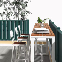 Ensemble table haute et tabourets d'extérieur multi-couleurs, anti-corrosion, pour mur ou côté de mur, idéal pour les centres de villégiature (vente en gros)