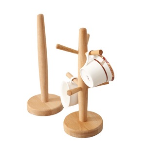 Porte-gobelets en bois de hêtre, petit support pour serviettes en papier de cuisine, organisateur de tasses à café pour salon - Product Image 5