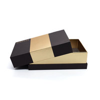 Boîte carrée élégante noire et or à couvercle et base, texture premium, pour emballage de produits cosmétiques et de santé, vente en gros