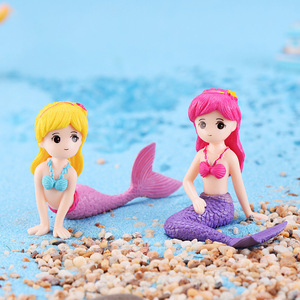 Factory Direct Sales Cartoon Animal Figures Mermaid DIY Keychain Mini Plastic Crafts for Car Desktop Ornament Home Decoration