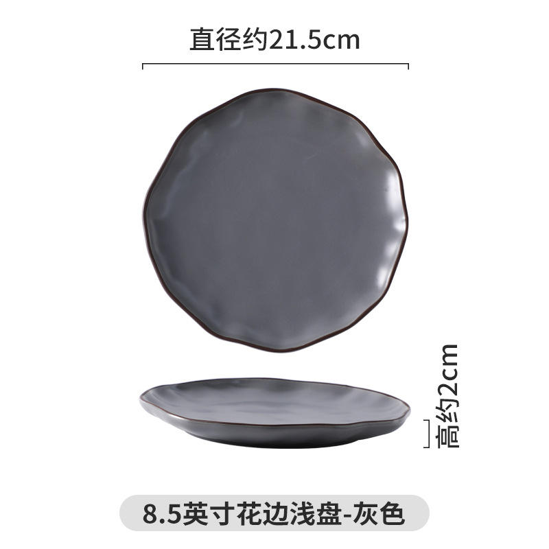 8.5inch hand pinch shallow dish - gray