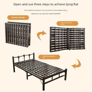 Lit pliant simple en fer, taille individuelle, design minimaliste pour chambre d'enfant, avec finition brossée et espace de rangement - Product Image 5